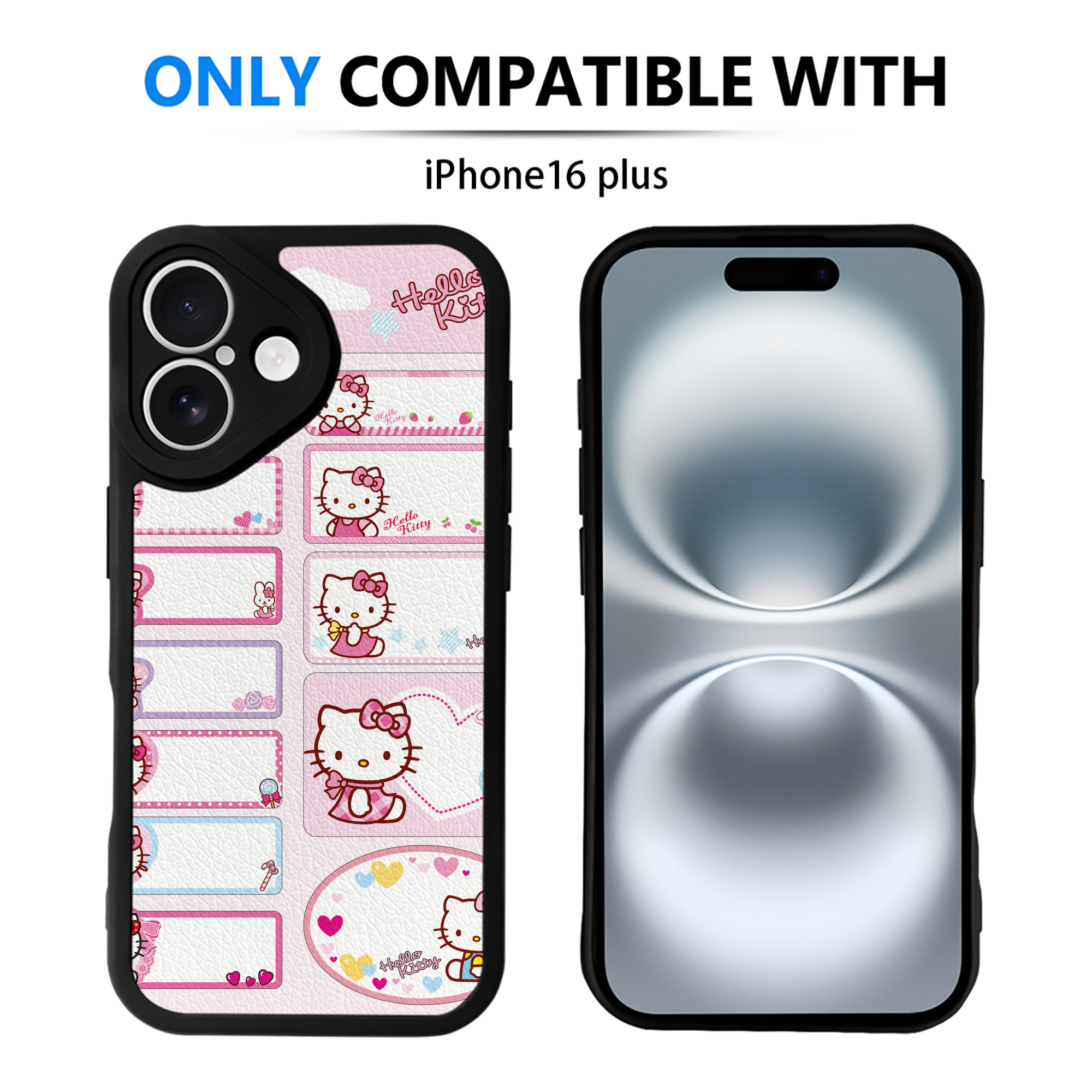 （画像用） Hello Kitty ハローキティ 【iPhone 16シリーズ対応】シリコンスマホケース（レザー調） 材質：シリコン